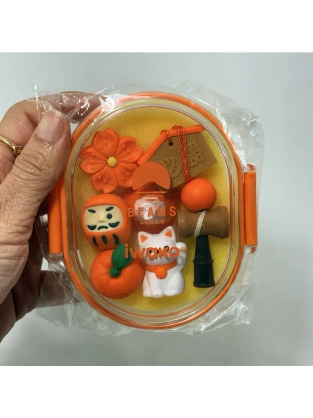Iwako Beams Japanese Fancy Eraser Set Lucky Charm Neko Cat Bento Lunchbox Rubber